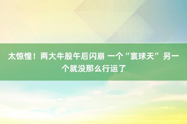太惊惶！两大牛股午后闪崩 一个“寰球天” 另一个就没那么行运了