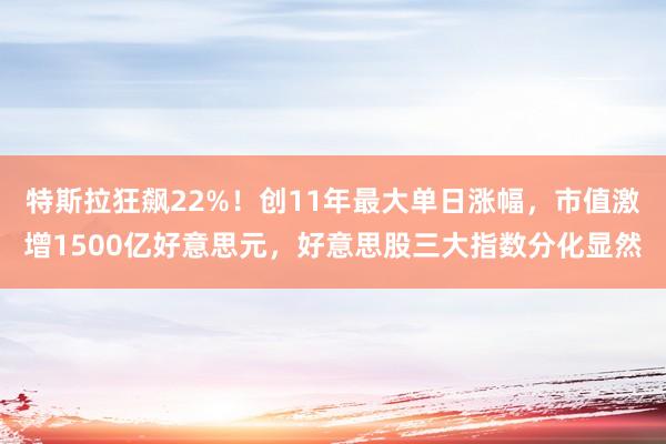 特斯拉狂飙22%！创11年最大单日涨幅，市值激增1500亿好意思元，好意思股三大指数分化显然